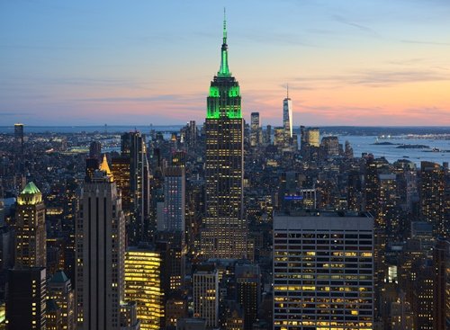 New York City skyline at sunset